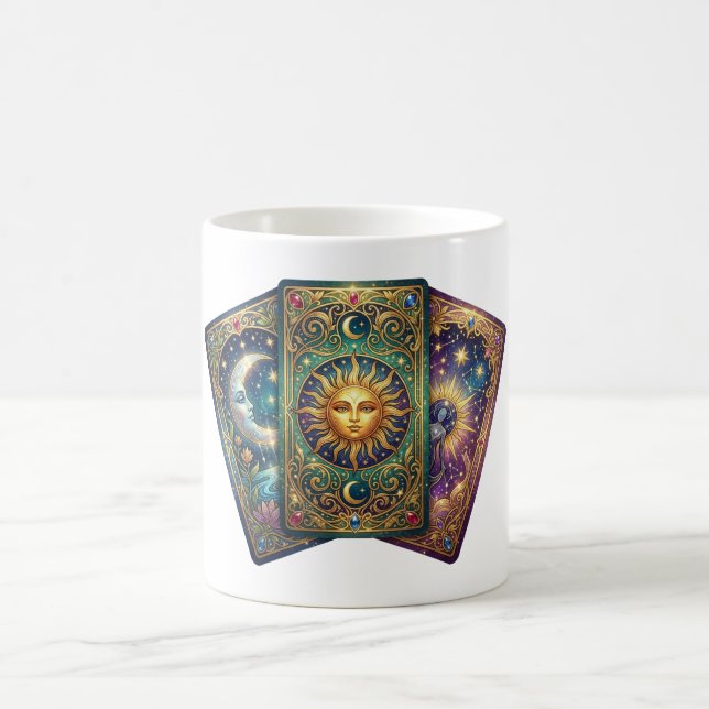 Caneca De Café Cartas de Tarot com Arte Celestial Mística (Centro)