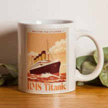 Cartaz Antigo RMS Titanic. Arte Retro de Transatlâ
