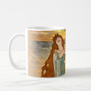 Caneca De Café Cartaz Art Nouveau Elsa Lohengrin com Cisnes