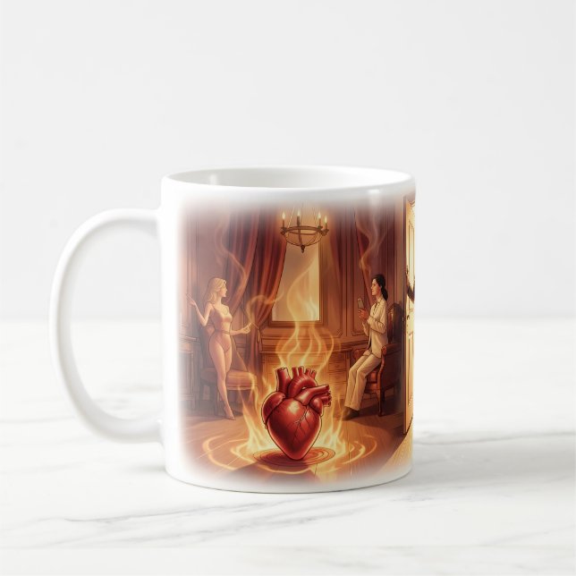 Caneca De Café Cartaz Coração Ardente e Liberdade (Esquerda)