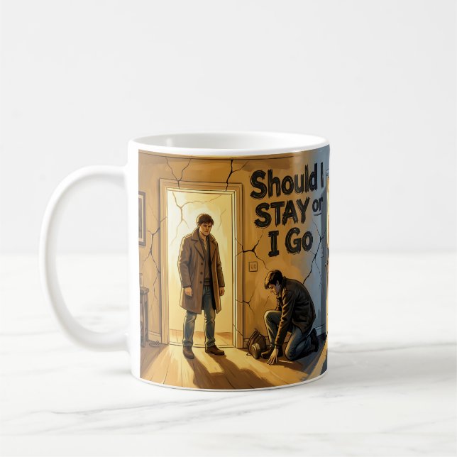 Caneca De Café Cartaz da Cena de Conflito Ficar ou Ir (Esquerda)