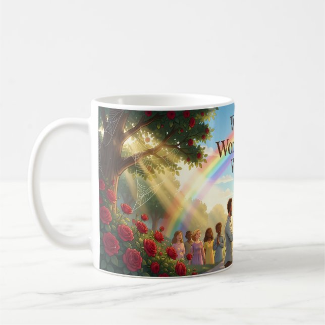 Caneca De Café Cartaz da Harmonia e Maravilha do Arco-íris (Esquerda)