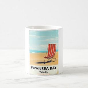 Caneca De Café Cartaz da Praia da Baía de Swansea, País de Gales