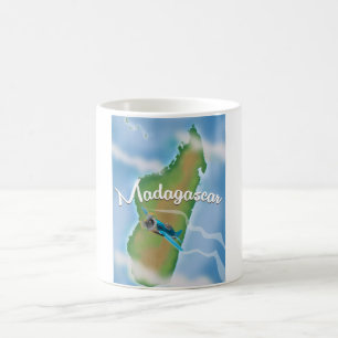 Caneca De Café Cartaz das viagens vintage do mapa de Madagascar
