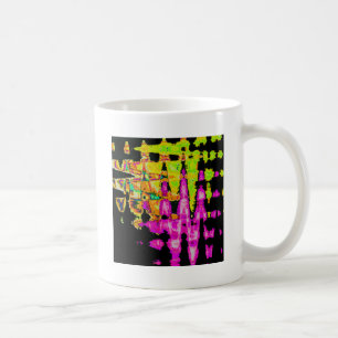 Caneca De Café Cartaz de Arte Abstrato Neon Glitch