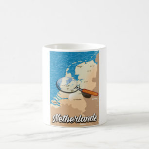 Caneca De Café cartaz de férias do mapa antigo da Holanda