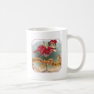 Caneca De Café Cartaz de Mulher Antiga em Copo de Champanhe: Bar