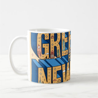 Caneca De Café Cartaz de Postal de Letra Grande de Nova York