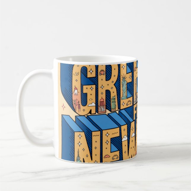 Caneca De Café Cartaz de Postal de Letra Grande de Nova York (Esquerda)