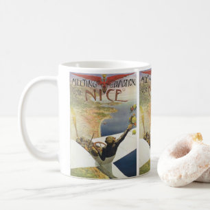 Caneca De Café Cartaz de Viagem Antigo, Avião sobre Nice França