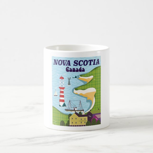 Caneca De Café Cartaz de viagem antigo da Nova Escócia Canadá (Centro)