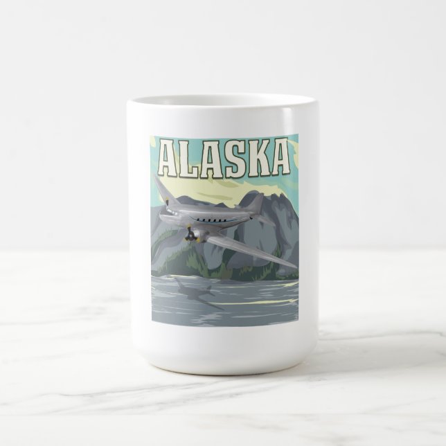 Caneca De Café Cartaz de Viagem Antigo do Alasca (Centro)