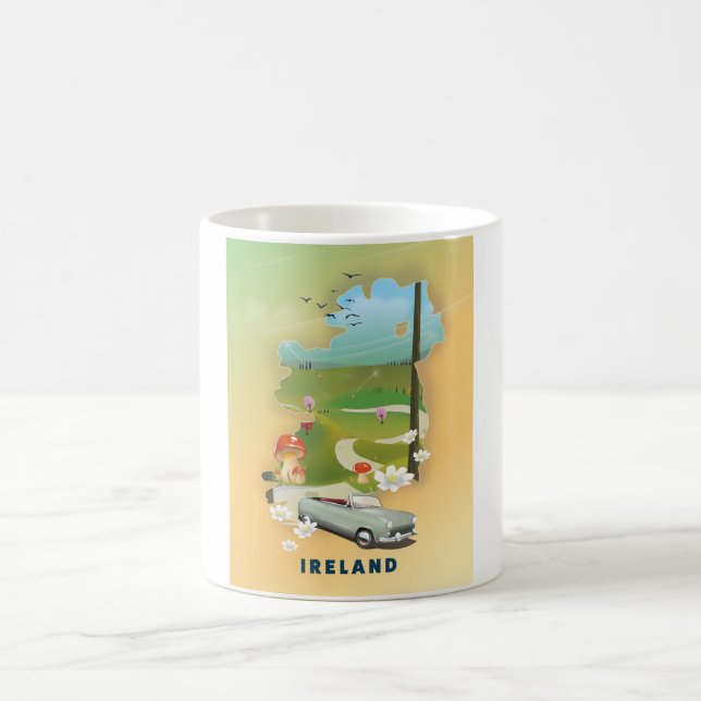 Caneca De Café cartaz de viagem antigo mapa da Irlanda (Centro)