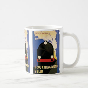 Caneca De Café Cartaz de Viagem Antigo, Trem Bournemouth Belle