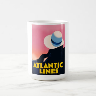 Caneca De Café cartaz de viagem da Atlantic Lines Cruise Liner