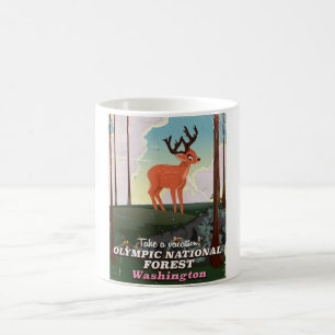 Caneca De Café Cartaz de viagem da Floresta Nacional Olímpica EUA