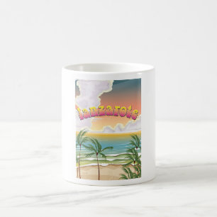 Caneca De Café cartaz de viagem da praia de Lanzarote