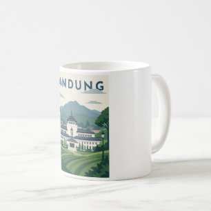 Caneca De Café Cartaz de Viagem de Bandung Indonésia