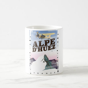 Caneca De Café Cartaz de viagem de esqui Alpe d'Huez, França
