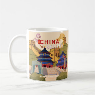 Caneca De Café Cartaz de Viagem de Pequim China Arte de Parede
