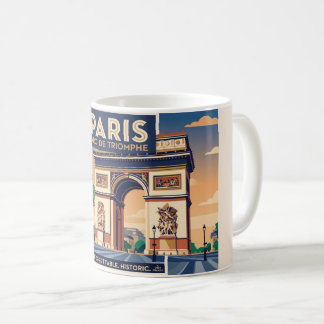 Caneca De Café Cartaz de Viagem do Arco do Triunfo de Paris Vinta