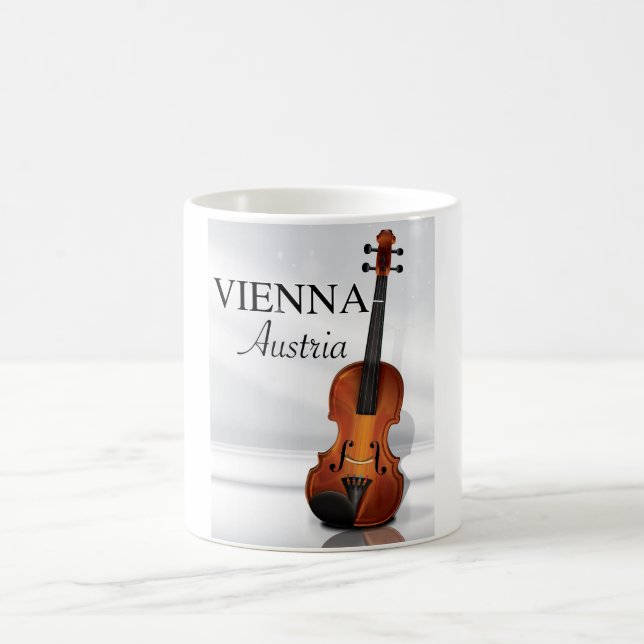 Caneca De Café Cartaz de viagem do violino de Viena Áustria (Centro)