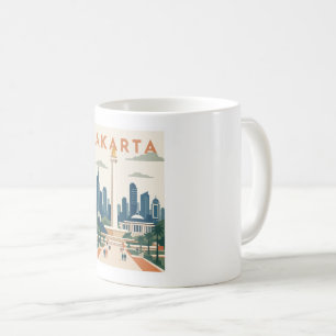 Caneca De Café Cartaz de Viagem Jacarta Indonésia