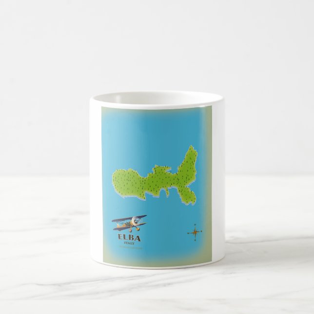 Caneca De Café Cartaz de viagem mapa da Itália Elba (Centro)