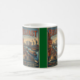 Caneca De Café Cartaz de Viagem Retro Belfast Irlanda do Norte