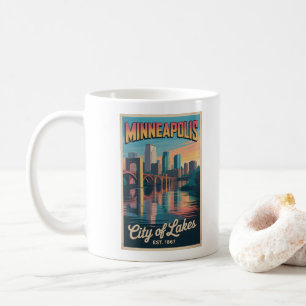 Caneca De Café Cartaz de Viagem Retro Vintage Minneapolis Minneso