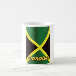 Caneca De Café cartaz de viagem vintage da bandeira da Jamaica