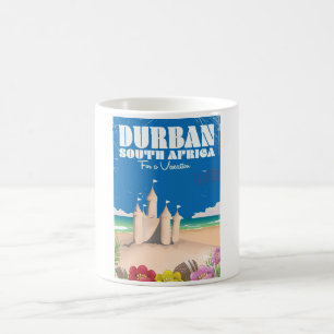 Caneca De Café Cartaz de viagem vintage da praia de Durban África