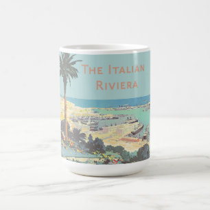 Caneca De Café Cartaz de Viagem Vintage de Gênova Riviera Italian