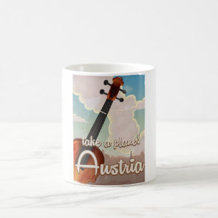 Caneca De Café Cartaz de viagem vintage do violino da Áustria.