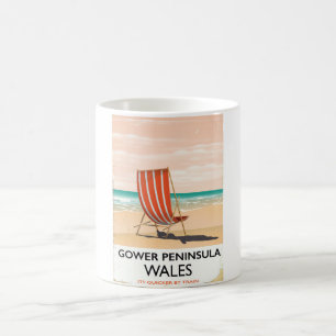 Caneca De Café Cartaz de viagem vintage Península de Gower País d