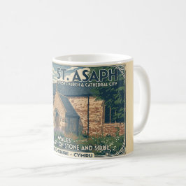 Caneca De Café Cartaz de Viagem Vintage St Asaph País de Gales -