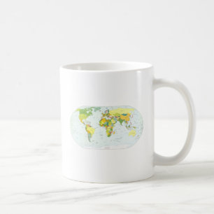 Caneca De Café Cartaz do Atlas Político do Mapa Mundial: Decoraçã
