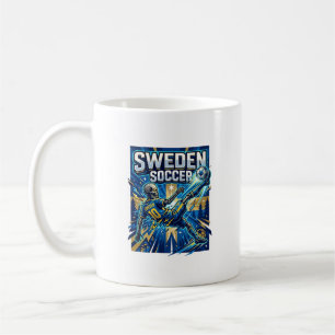 Caneca De Café Cartaz Esqueleto de Futebol da Suécia em Estilo