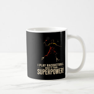 Caneca De Café Cartaz retro de superpoder engraçado de raquetebol