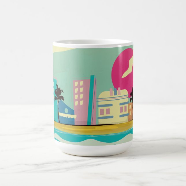 Caneca De Café Cartaz Vintage de Miami dos anos 80 (Centro)