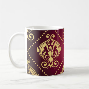Caneca De Café Carteira de Vintage do Ornament Dourado Maroon