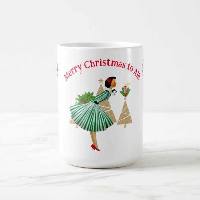 Caneca De Café cartões de natal de dama de 1950 (Centro)