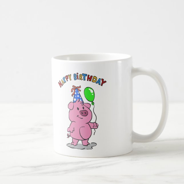 Caneca De Café Cartografia de Birthday Pig | escolher cor de fund (Direita)