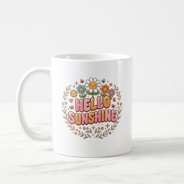 Caneca De Café Cartoon Alegre Olá Sol (Esquerda)