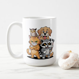 Caneca De Café Cartoon Animal Friends Team Illustration