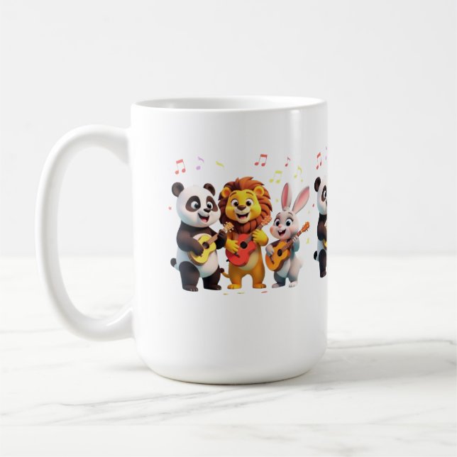 Caneca De Café 🎵 Cartoon Animal Music Party – Fun & Cute Musical (Esquerda)