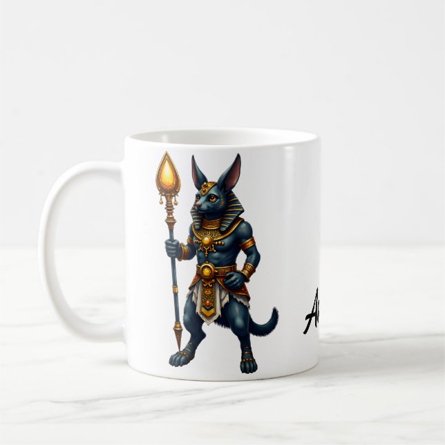 Caneca De Café Cartoon Anubis - Deus Egípcio do Pós-Vida (Esquerda)