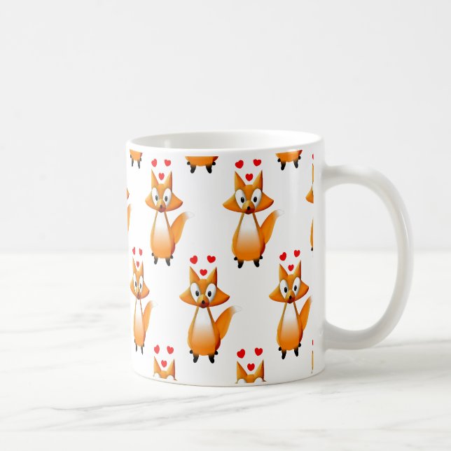 Caneca De Café Cartoon Bonito Fox Animal Patterno Café Mug (Direita)