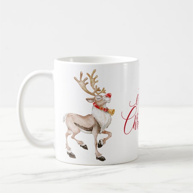 Caneca De Café Cartoon Bonito Reindeer Feliz Feriado de Natal (Esquerda)
