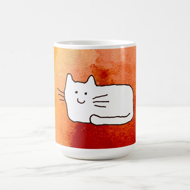 Caneca De Café Cartoon Cat Doodle Line Drawing (Centro)